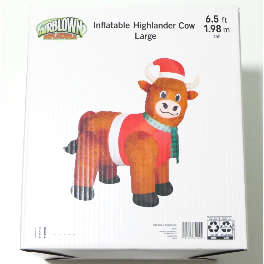 Gemmy Highlander Cow Airblown Inflatable Large 6.5 ft Lighted Christmas Decor